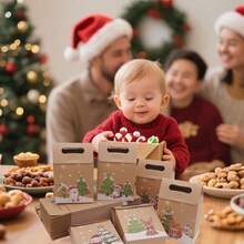 6pcs/18pcs/30pcs Christmas Candy Chocolate Kraft Paper Gift Boxes For Holiday Gift Packaging, Suitable For Party Favors, Baking DIY Gifts, Small Accessory Gift Wrapping - View 6