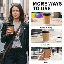 10 Sets 400ML/300ML Thick Kraft Paper Coffee Cups, Heat & Cold Resistant Paper Cup Body With Lid, Suitable For Coffee Shops & Bubble Tea Stores - Coffee Brown - View 2