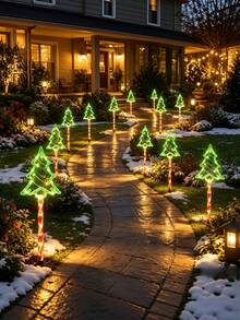 1pc Solar Christmas Tree Light, Waterproof Christmas Tree Design Lawn Decorative Light, Suitable For Christmas Tree Decoration, Winter Outdoor Garden Courtyard, Path, Fence, Step, Terrace, And Christmas Party Atmosphere Lights - Christmas Tree - View 10