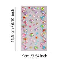 1 Sheets Self-Adhesive Colorful Heart Rhinestone Face Gems Stickers, Rainbow Bling Crystal Jewel Stickers, Reusable Face Rhinestones For Rave Festival, Halloween Party Makeup, DIY Phone Case, Scrapbooking, Nail Art Craft Decorations - Multicolor - View 6
