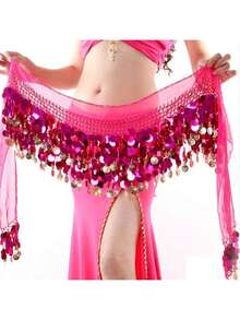 Belly Dance Sequin Tassel Skirt, Fashionable Belly Dance Waist Belt Skirt - Multicolor - View 6