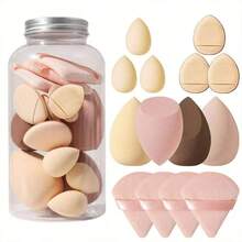 14pcs Makeup Sponge Set With Storage Jar, Soft Foundation Blender, Makeup Sponge Finger Puff, Dry & Wet Dual Use Foundation Powder Puff, Multiple Colors Available - Multicolor - View 9