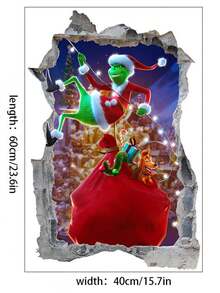 FIFA Stiker Dinding Natal The Grinch Gaya Baru PVC Kartun Film Monster Hijau Dekorasi Dinding Decal - stiker - View 12