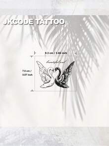 JKCODE TATTOO 2 Pcs Semi-Permanent Tattoo, "Cosmic Swan" Tattoo, Realistic Design, Hand-Drawn Art Tattoo, Mini Tattoo For Waist, Waterproof, Realistic Fake Tattoos, Botanical, Magic Tattoos, Lasts 1-2 Weeks, Neck Tattoo For Women, Perfect Gift - Dark Grey - View 5