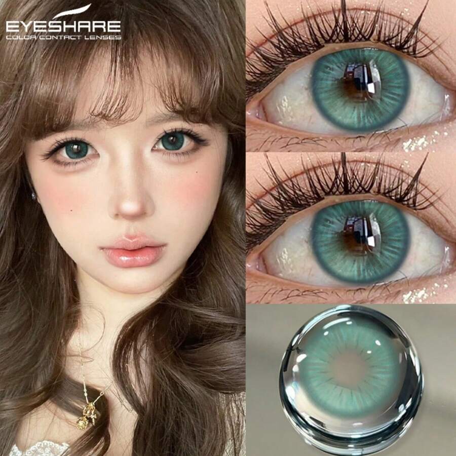 Eyeshare 1 對韓系彩色隱形眼鏡 軟片美瞳 綠色鏡片