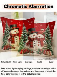 1pc Christmas Theme Plush Pillow Cover (Inner Cushion Not Included) - Holiday Home Decor, Suitable For Sofa, Bench, Living Room And Bedroom; Made Of Soft Fabric With Hidden Zipper Design; All Season Use And Machine Washable - Multicolor - View 6