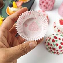 Strawberry Pattern Greaseproof Paper Muffin Liners, Disposable Cupcake Cups, Gradient Color Baking Cake Liners, Suitable For Baking Paper Cups And Muffin Cups Packaging, Suitable For Cakes, Candy Making, Suitable For Holidays, Weddings, Valentine's Day And Various Anniversaries. - Strawberry Cake Cupcake Liners - View 9