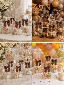 20/10/5/2pcs Transparent Plastic Gift Bags With Handles And Bows, Perfect For Weddings, Bridal Showers, Birthday Parties, Gender Reveal Parties, Small Business Events And Other Occasions - J-Multicolor - View 7