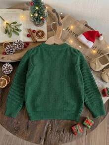 Sweater Rajut Lengan Panjang Leher Bulat Bordir Lucu untuk Hadiah Natal Anak Perempuan, Cocok untuk Natal, Sehari-hari, Pesta, Musim Semi, Musim Gugur, Musim Dingin - Hijau - View 4