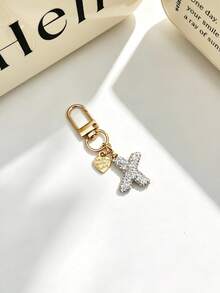 1pc Sparkling Rhinestone Inlaid 26 Letters Heart Pendant Car Key Bag Charm Necklace Friendship Couple Gift - Random Styles - View 19