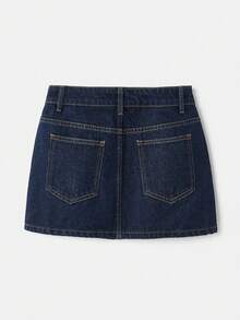 Women Denim Skirts - 2074 Blue - View 3