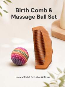 Wooden Labor Comb & Colorful Acupoint Massage Ball Set, Unique Color On Every Ball, Labor Bag Essential For Pregnant Women, Sensory Accessory, Great Gift For Expecting Moms - Multicolor - View 8