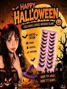 10 Pairs Soft Fluffy 3D Faux Mink Manga False Eyelashes, Exaggerated Thick Invisible Transparent Stem - Halloween Limited Makeup Essential, Reusable, Lightweight Manga Lashes, Suitable For Daily Charm And Special Occasions - View 4