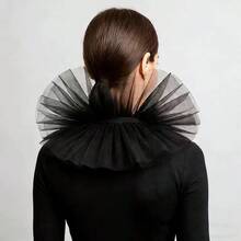 1pc Gothic Black Mesh Multi-Layer Halloween Costume Detachable Collar Accessory, Witch Wizard Costume Neck Prop, Suitable For Party, Festival, Ball Costume Accessory - Multicolor - View 5