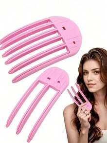 2/1pc Slouchy High-Top Hair Clip, Seamless Hair Clip, Wind-Shaped Comb, Hair Root Reshaping Tool, Perfect Hair Care, Avoid Damage. Suitable For High-Top Hairstyles, Bangs Design, Voluminous Styling And More, Essential Birthday Hair Styling Tool For Travel. - Regular Model - View 9