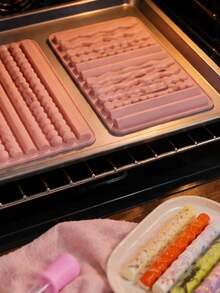 12-Cavity Long Strip Silicone Baking Mold, Geometric Twist And Braided Dessert Mold For Chocolate, Candy, Cookies, Mousse And Dessert Bars, Creative DIY Baking Tool For Homemade Treats And Parties - Multicolor - View 10
