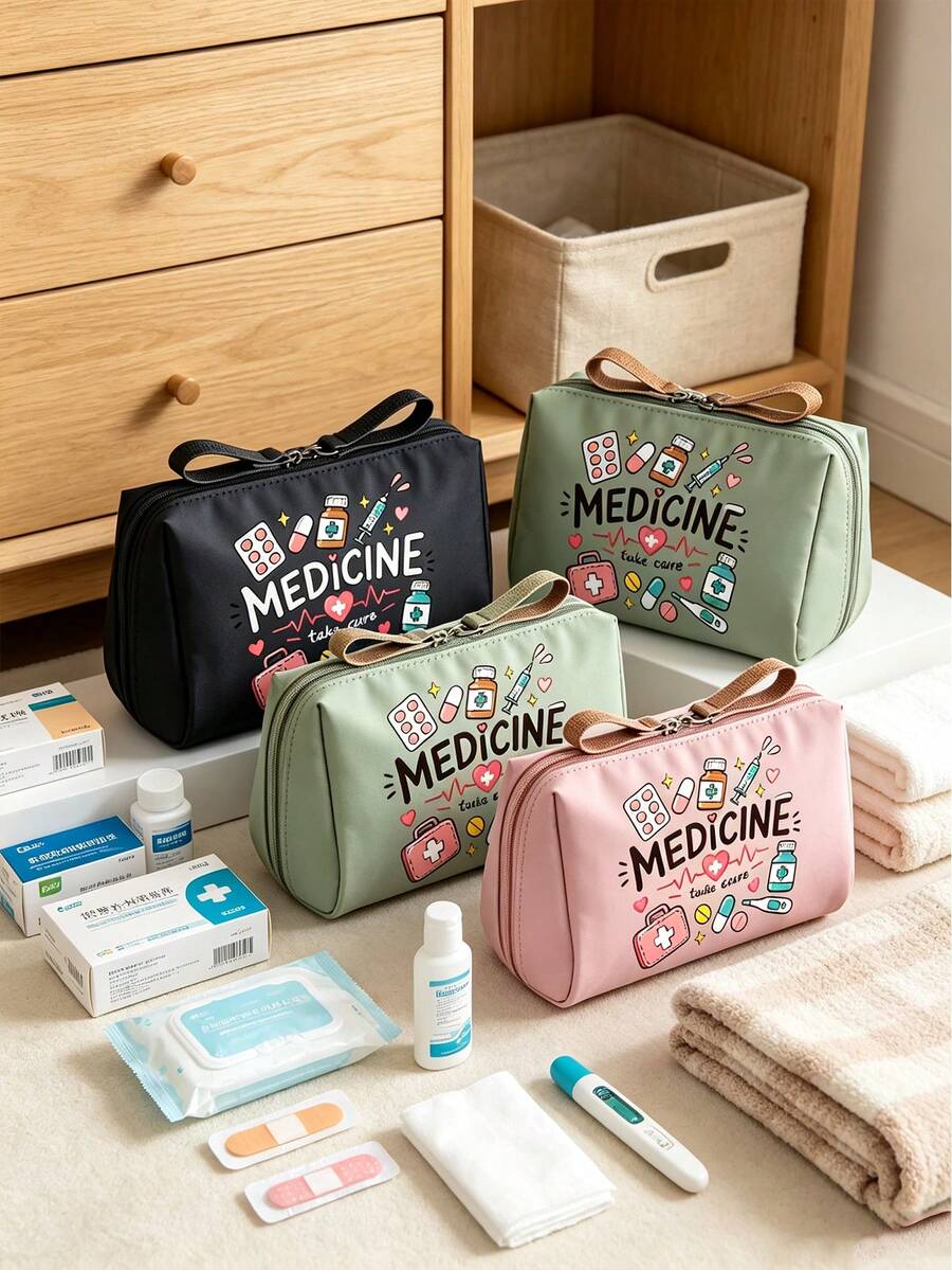Medicine Storage Bag,Portable First Aid Kit Pouch,Large Capacity Medical Supplies Bag,Travel Emergency Medication Bag For Outdoor,Home And Vacation - Multicolor - View 1