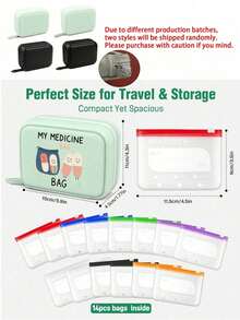 Pill Storage Box Set, MY MEDICINE BAG And Pill Print, Daily 2 Times 7 Days Large Capacity Pill Storage Box, 14 Colorful Compartments, Reusable Travel Medicine Storage Bag, Suitable For Supplements And Small Daily Items, Suitable For Health-Conscious And Travel Users, Essential Medical Accessory, Dormitory Necessity, Back To School Essential, Teacher's Day Gift, Back To School Gift - Multicolor - View 10