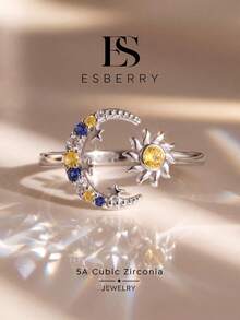 1 buah Cincin Terbuka Matahari & Bulan, Perhiasan Wanita yang Indah, Cocok untuk Acara Malam/Pesta, Ulang Tahun/Kencan, Pemakaian Sehari-hari atau Sebagai Hadiah - cincin matahari dan bulan - View 1