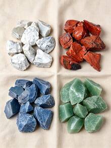 QYDCX 60/150/300g Natural Rough Stones Set, White Howlite, Red Jasper, Blue Aventurine, Green Aventurine, Unpolished Raw Crystal For Decor & Crafting - Multicolor - View 1