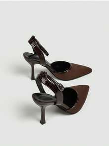 Women's Apricot High Heel Pumps Slingback Sandals Stiletto Heels Open Back Party Shoes Wedding Shoes 7cm Formal Slip-On Buckle Strap Pointed Toe Sandals - Brown - View 4
