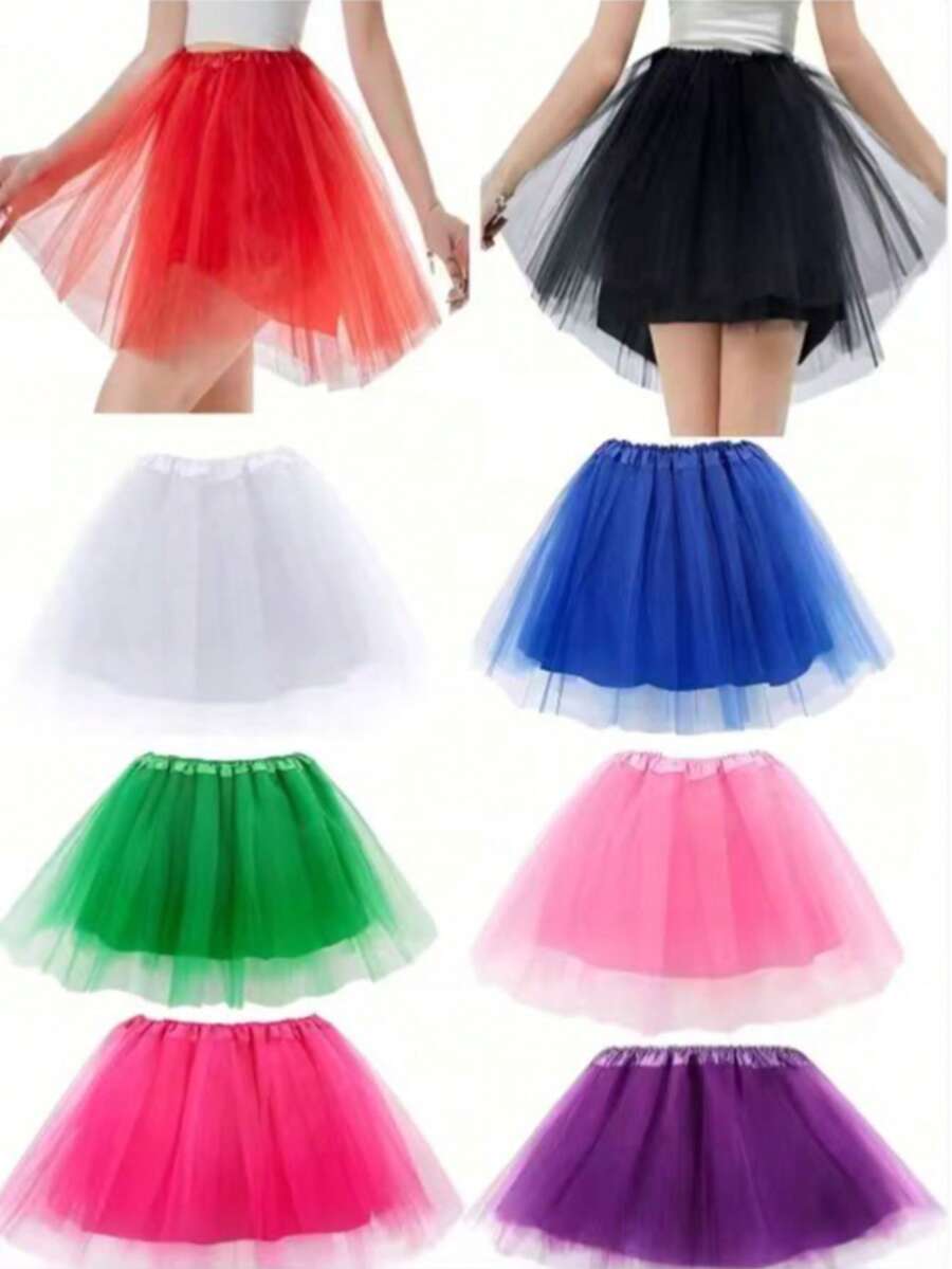 1 Pc Ladies Adult Puffy Triple Layer Tully Dress With Lining Vintage 80 S Christmas Running Party Ballet Costume Girls Puffy Dress - 40cm Skirt Length - View 1