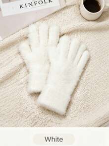 Fall New Arrival Women Fuzzy Warm Touch‑Screen Gloves Soft Plush Elastic Cuff Solid Color Gloves For Winter Daily Outdoor Driving Accessories - Solid Color Gloves C33 - View 11
