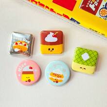 Cute Cartoon Dessert Pattern Round And Square Tin Badge Brooch, Sweet Pudding Croissant Waffle Design, Aesthetic Decorative Lapel Pin, Backpack Clothing Bag Accessory, Gift For Girls - A - View 6