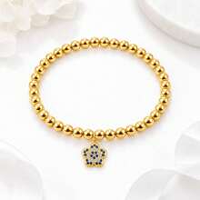 1pc New Classic Colorful Flowers Pendant Golden Beaded Bracelet For Women - flower - View 6