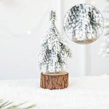 Artificial Mini Christmas Tree , Mini Snow Frost Trees Winter Small Pine With Wood Base For Christmas Winter Decoration - Multicolor - View 9