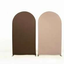 Double-Sided Arch Backdrop Cover, Multiple Colors Available, Suitable For 4 Different Arch Backdrop Stands, Made Of Elastic Fabric, Christmas Theme - Brown Bean Paste - View 2