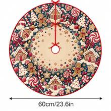 1pc Gingerbread House Candy Pattern Christmas Tree Skirt, Elegant Color Holiday Decor, 5 Sizes, Unisex Holiday Gift, Suitable For Home And Party Christmas Home Decoration - Gingerbread House Candy - View 10