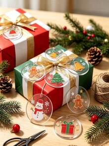 10/20pcs Clear Round Acrylic Decorative Pieces, Clear Round Acrylic Christmas Decorations, Acrylic Decorative Pieces, Perforated Acrylic Round Discs With Adhesive Vinyl Stickers, Christmas Decorations - Clear - View 5