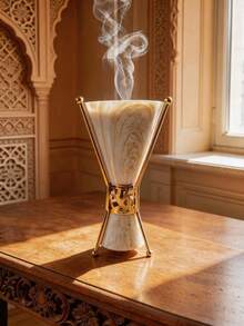 1pc Conical Metal Incense Burner With Delicate Wood Grain Texture. Sleek Minimalist Luxury Design. Builds Tranquil Aromatic Vibes For Home, Office, Yoga Spaces And Parties. Exquisite Craft, Tasteful Gift For All Occasions. - Incense Burner - View 13