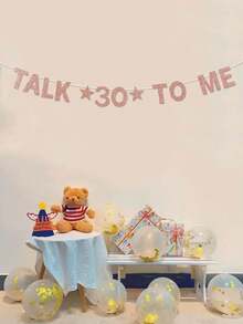 Talk Thirty To Me-banderoll, rolig guldglitterpappersdekoration för 30-årsfödelsedagsparty för män/kvinnor - Visa 7