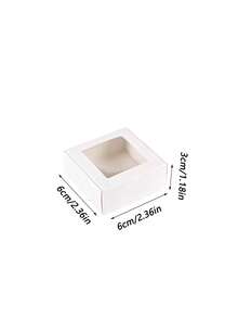20pcs White Kraft Paper Transparent Window Gift Boxes 3.6x3.6x1.4 Suitable For Baking Cookies Cakes Candy Wedding Party Christmas Gift Packaging - White - View 16