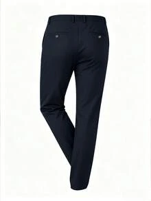 Spring/Autumn Business Casual Straight Leg Pants, Classic Solid Color All-Season Durable Fabric, Suitable For Office And Business Commute - Navy Blue - View 3