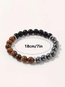 Triple Protection Healing Crystal Bracelet,Tiger Eye&Black Tourmaline&Hematite Natural Stone Jewelry Strength & Positive Energy Gift For Men&Women - Multicolor - View 3