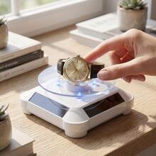 360° Solar Rotating Display For Jewelry And Collectibles, Mirror Platform, LED Rotating Display With Rotating Base For Glass, Display Stand For Art, Jewelry, Photography, Exhibition, Watch, Screen - 1PC - View 6