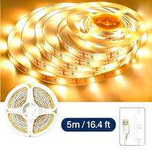 White & Warm White USB LED Light Strip, Indoor Background LED Lights With Push Button Controller, Easy Installation For Living Room, Holiday Party Home Decor - Multicolor - View 13