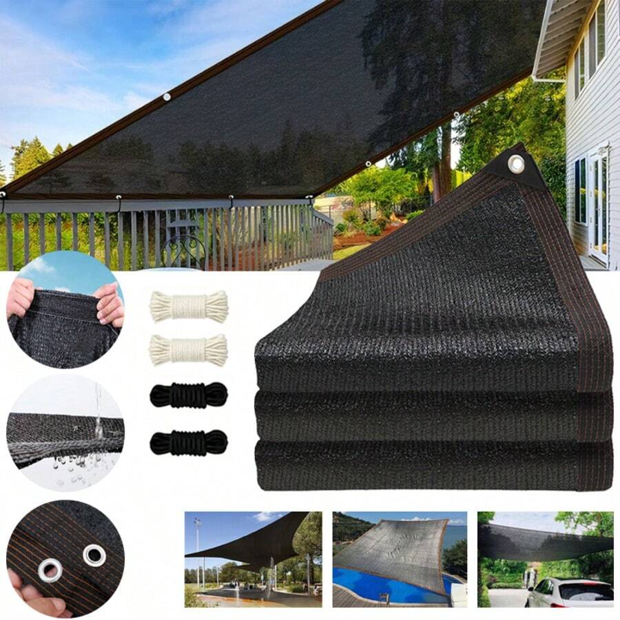 Malla Sombra Exteriores Lona Toldo 3x4 Mts 95% Bloqueo Uv - Negro - Ver 1