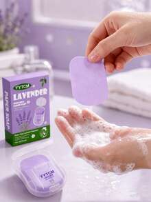 YYTCM Lavender Scented Portable Soap Sheets 50pcs With Flip Lid Storage Box Disposable Hand Soap Paper Thin Lightweight Cleaning Soap Sheets Gentle Foaming Easy To Rinse For Outdoor Travel Student Office - Lavender - View 2