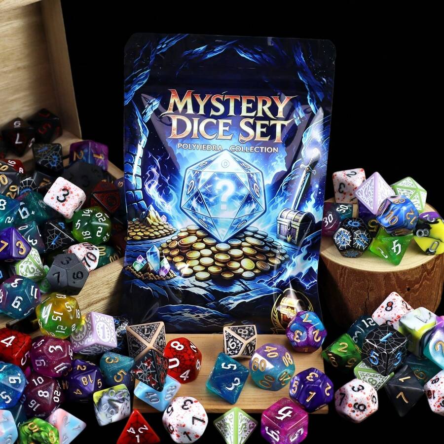 7pcs/35pcs Surprise Mystery Dice, Multiple Styles Multi-Sided Dice, Suitable For Tabletop Games, Can Be Used As Player Gifts - Multicolor - View 1