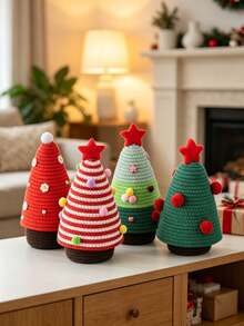 1pc Christmas Lidded Desktop Cotton Woven Storage Basket, Squishy Soft Fabric Decor Bin For Keys Remote Control, Entryway Table Cosmetic Organizer, Festive Winter Style, Multi-Scene Use For Home Decoration - Multicolor - View 5