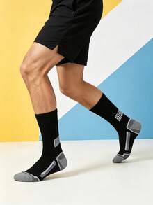 1/5/10/20 Pairs Men's Sports Mid-Calf Socks, Simple & Comfortable, Outdoor Fitness Socks - Multicolor - View 4