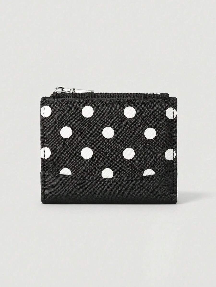 Women's Vintage Polka Dot Zipper Coin Purse & Multi-Slot Card Holder, Portable And Lightweight, Suitable For Daily Commute, School And Shopping - Multicolor - View 1