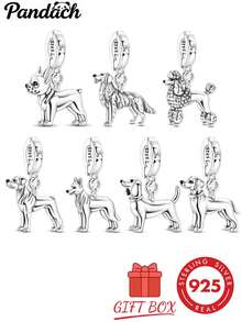 1 pièce Pendentif chien en argent sterling S925 de la série originale "Animal de compagnie mignon", convient pour les bracelets et colliers DIY. Cette série offre une variété de designs de pendentifs, qui peuvent être utilisés comme accessoires personnalisables pour créer des bijoux uniques. Son design chaleureux sur le thème des animaux de compagnie répond aux besoins de l'artisanat fait main et convient également pour un port quotidien. - Argent - Voir 12