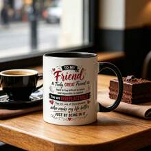 To My Friend Coffee Mug, Irreplaceable Best Friend Inspirational Quote Printed Ceramic Cup, Heartfelt Friendship Gift For Bestie Birthday Holiday Present - Multicolor - View 5