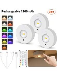 Đèn LED chiếu điểm gắn nam châm cho tủ trưng bày màu trắng, điều khiển từ xa sạc USB bằng nhựa ABS, tăng giảm độ sáng, đa màu RGB, dùng trang trí nhà cửa dịp Giáng sinh và Halloween, đèn hắt tường tạo điểm nhấn - Ấm/Trắng/Trung tính+9 Màu RGB - Xem 10