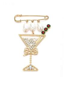 1-Piece Set Vintage Light Luxury Alloy Pearl Rhinestone Bow Pendant Large Brooch For Women, Cocktail Party Outfit Accessory - Multicolor - View 4